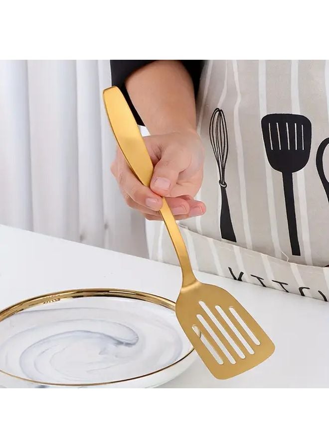 6 Piece Golden Stainless Steel Cooking Utensil Set Mirror Polish Finish - Image 5